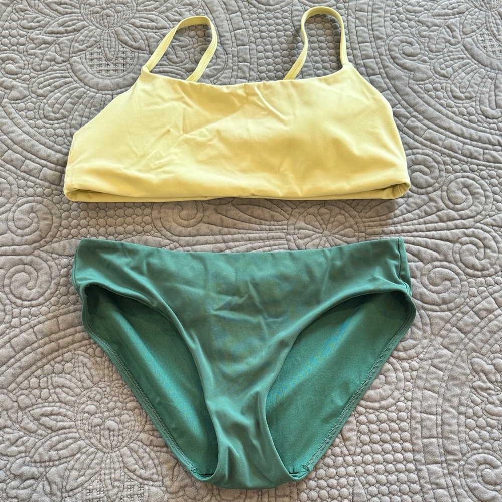Athleta Bikini Set in Yellow and Green